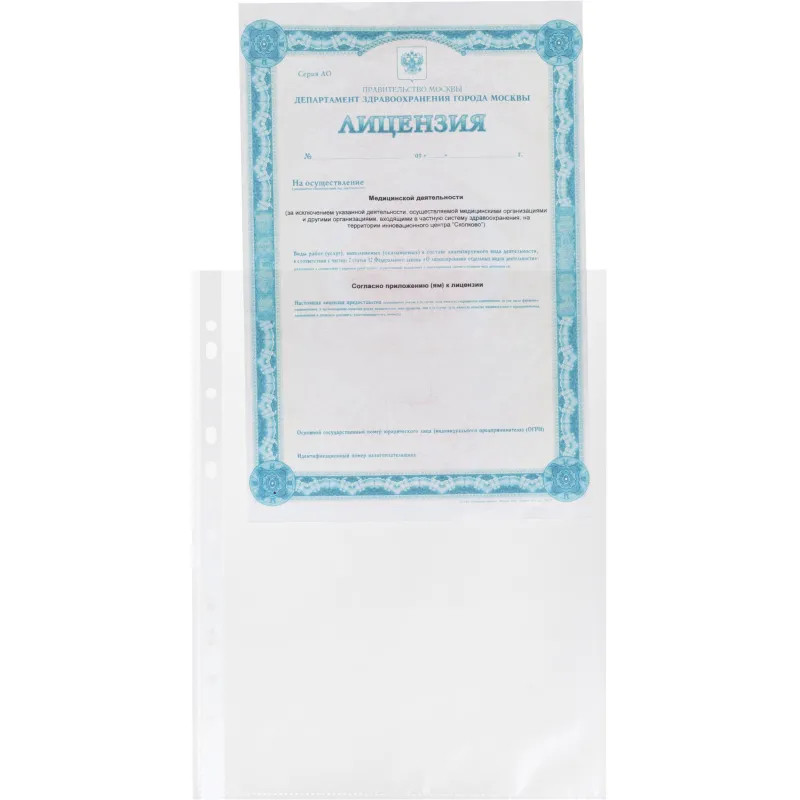 Файл-вкладыш А4 50мкм, Элементари S, рифленые, 100 шт/уп Файл-вкладыш А4 50мкм, Элементари S, рифленые, 100 шт/уп