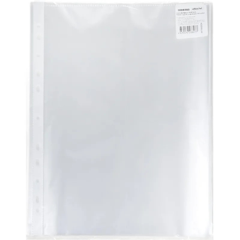 Файл-вкладыш А4 50мкм, Элементари S, рифленые, 100 шт/уп Файл-вкладыш А4 50мкм, Элементари S, рифленые, 100 шт/уп