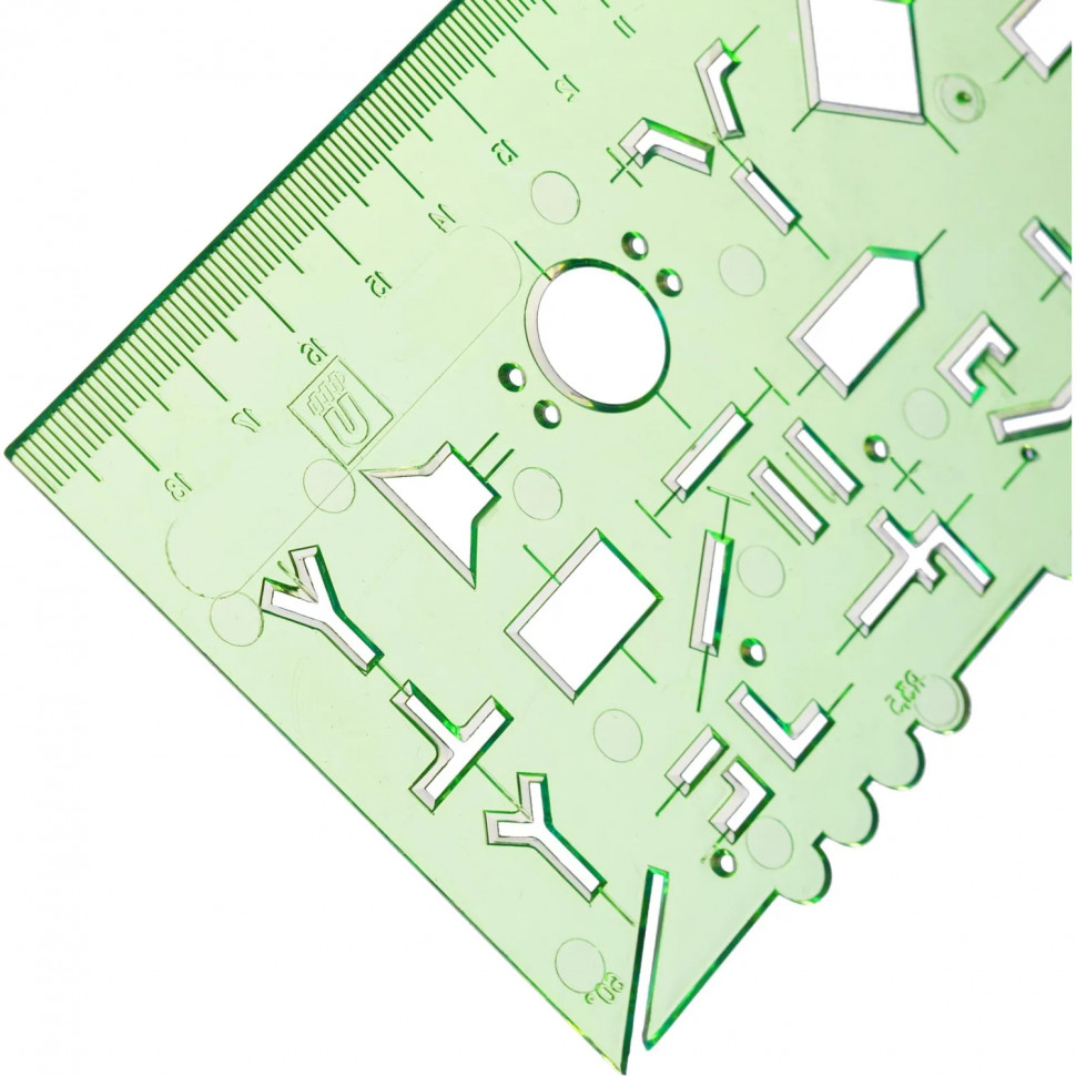 Линейка радиотехническая 18см Attache  прозрачная зеленая