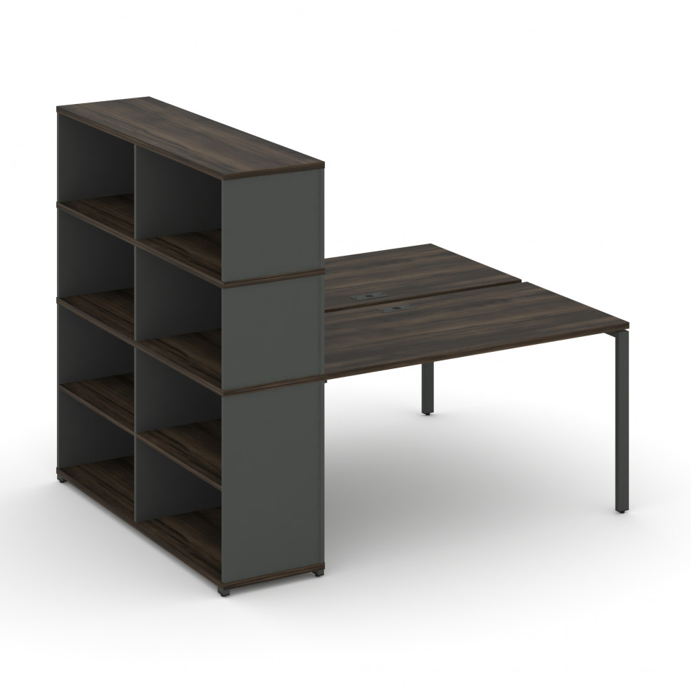 Concept Рабочая станция с опорным стеллажом с надставкой выс. CN.DRS-216 Дуб Мали/Антрацит/Металл Ан