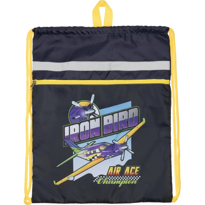 Мешок для обуви Комус Класс    Iron Bird , 1ручка,карман,светоотр,36х47