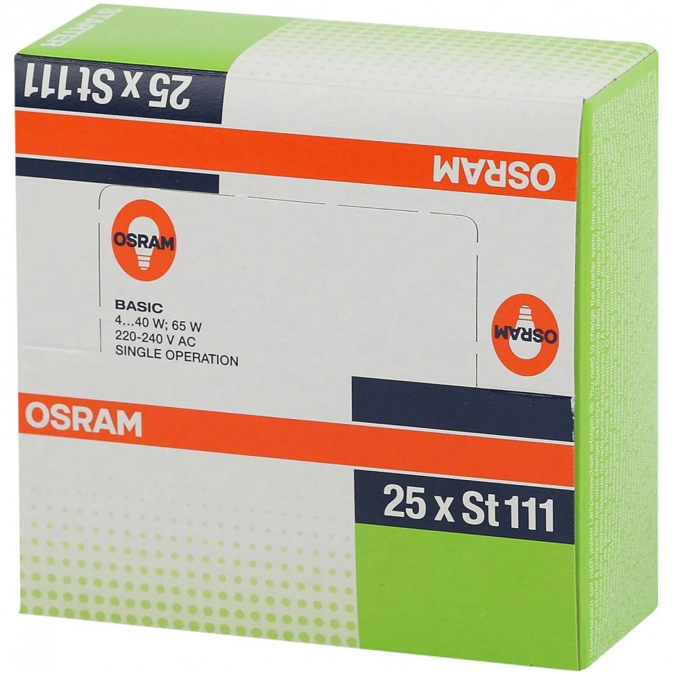 Стартер для люминесц. ламп Osram ST 111 4-65W 230V 25 шт./уп. Стартер для люминесц. ламп Osram ST 111 4-65W 230V 25 шт./уп.