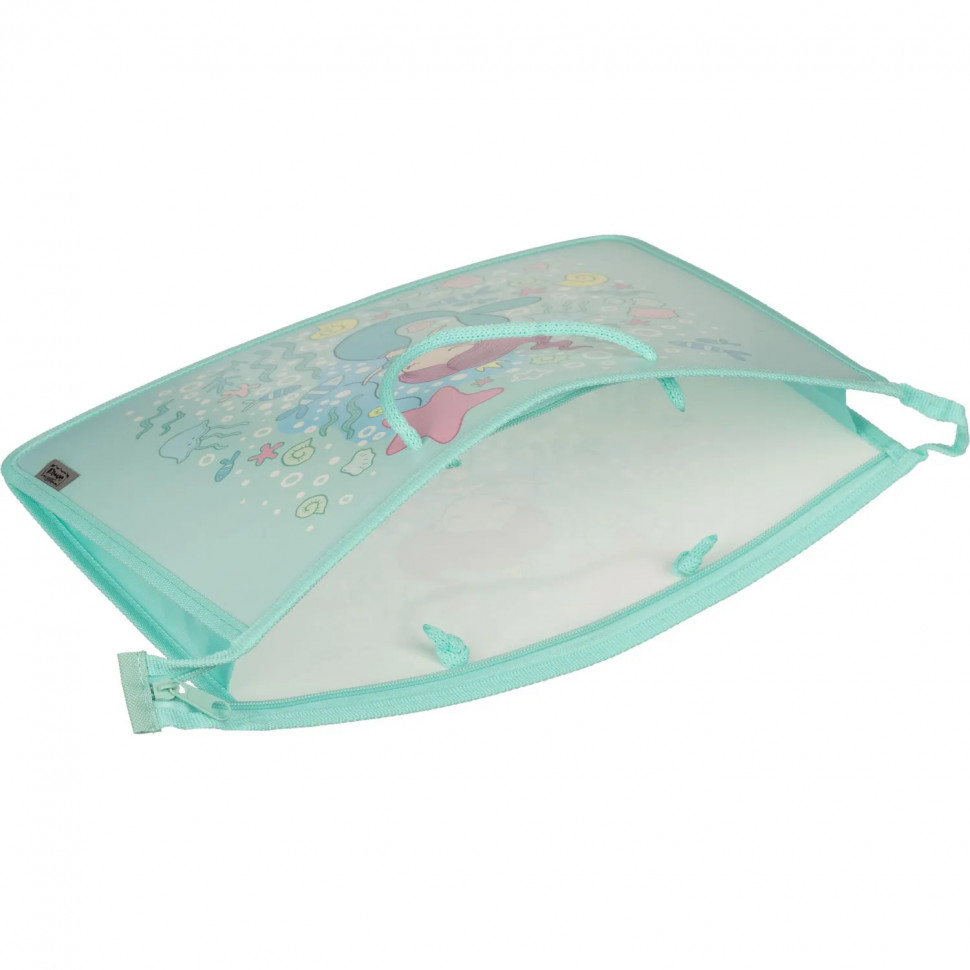 Папка для тетрадей  Русалка А4 на молн с ручкам,пластик, 45мм,ПТ-15