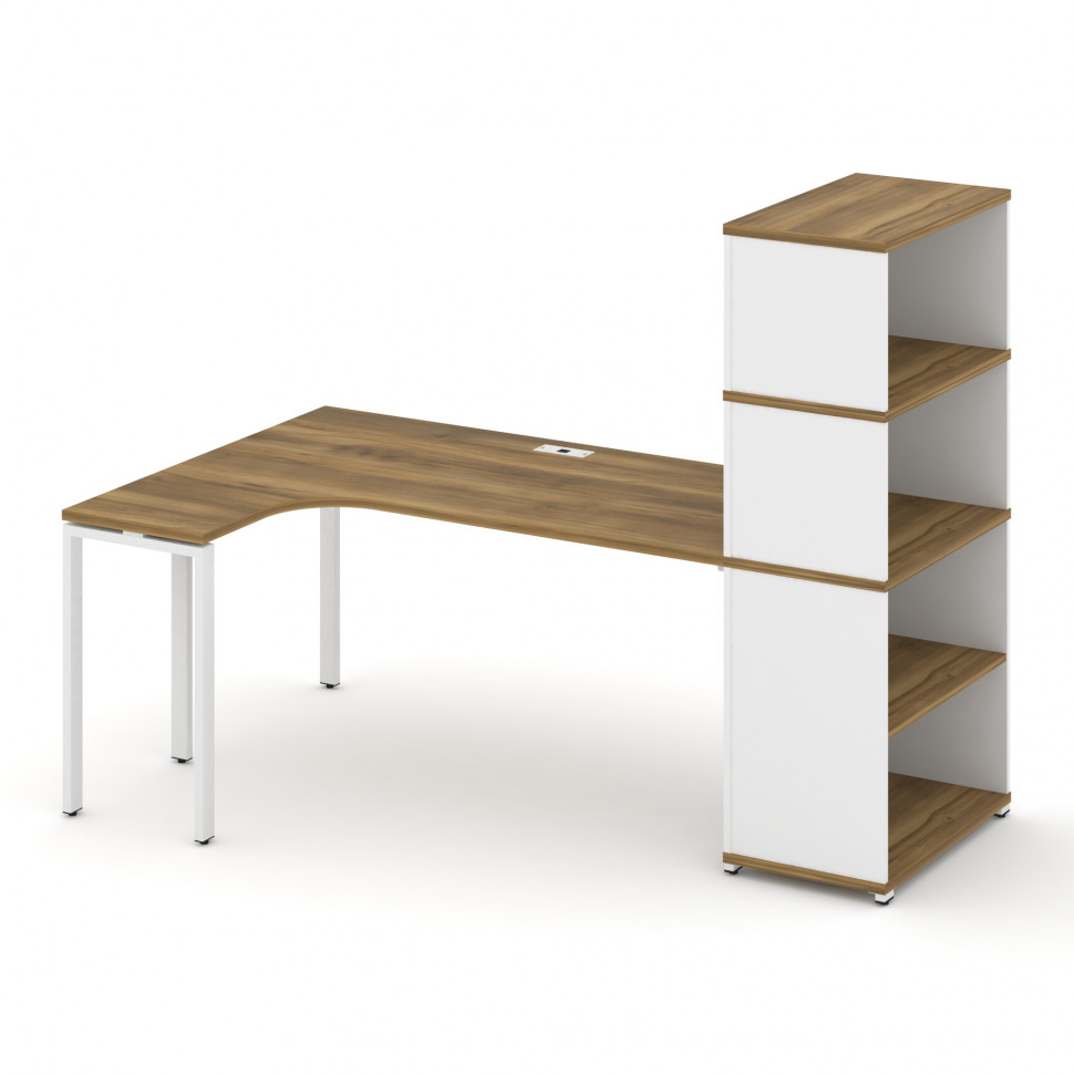 Concept Стол эргономичный с опорным стеллажом с надставкой выс. CN.SA-208(L) Сандал Янтарный/Белый Б Concept Стол эргономичный с опорным стеллажом с надставкой выс. CN.SA-208(L) Сандал Янтарный/Белый Б