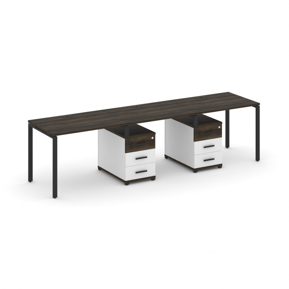 Concept Рабочая станция 3 места с 2 опорными тумбами CN.ORS-333 B Дуб Мали/Белый Бриллиант/Металл Че Concept Рабочая станция 3 места с 2 опорными тумбами CN.ORS-333 B Дуб Мали/Белый Бриллиант/Металл Че