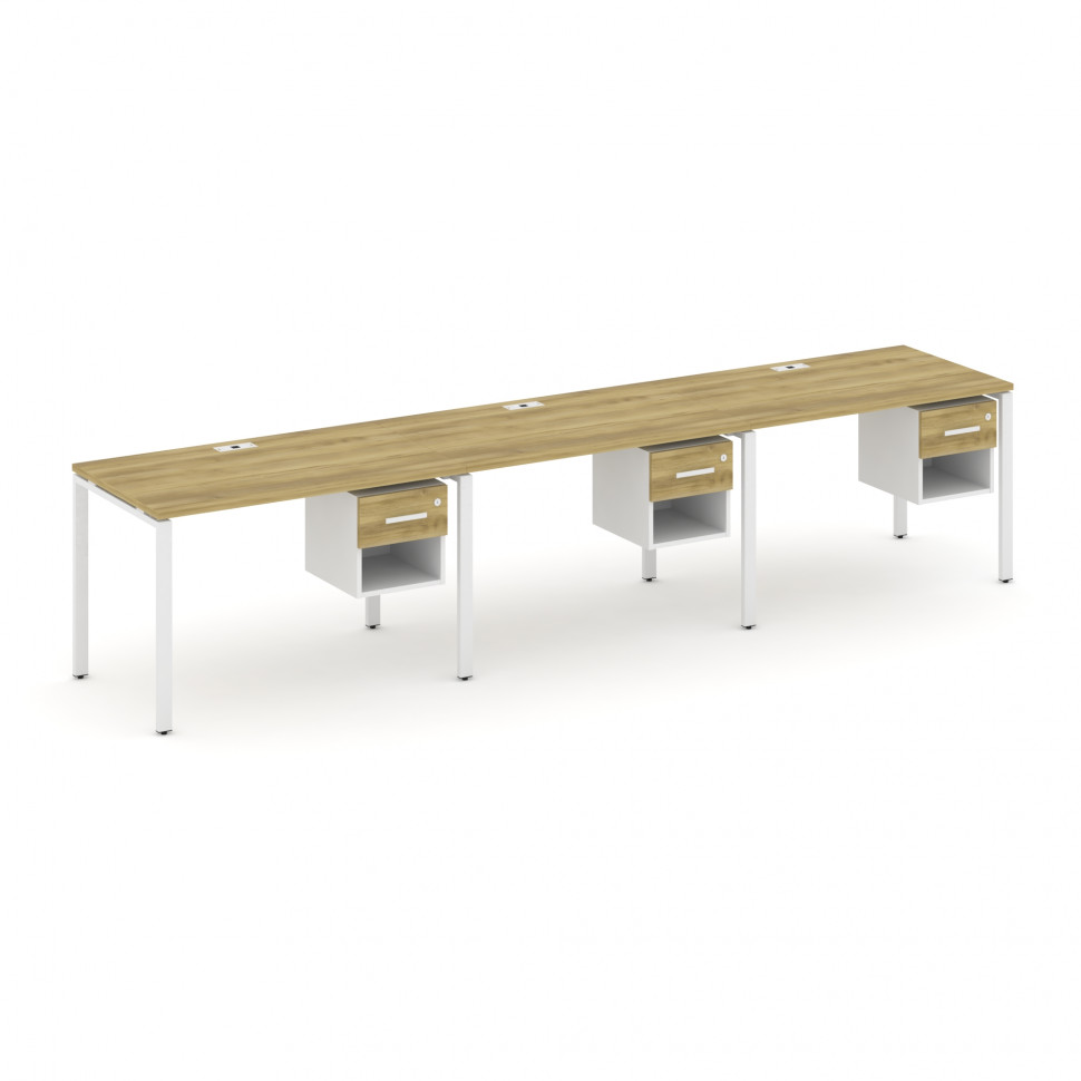 Concept Рабочая станция односторонняя с подвес. тумбами 3 места CN.ORS-138 W Дуб Винченцо/Белый Брил Concept Рабочая станция односторонняя с подвес. тумбами 3 места CN.ORS-138 W Дуб Винченцо/Белый Брил