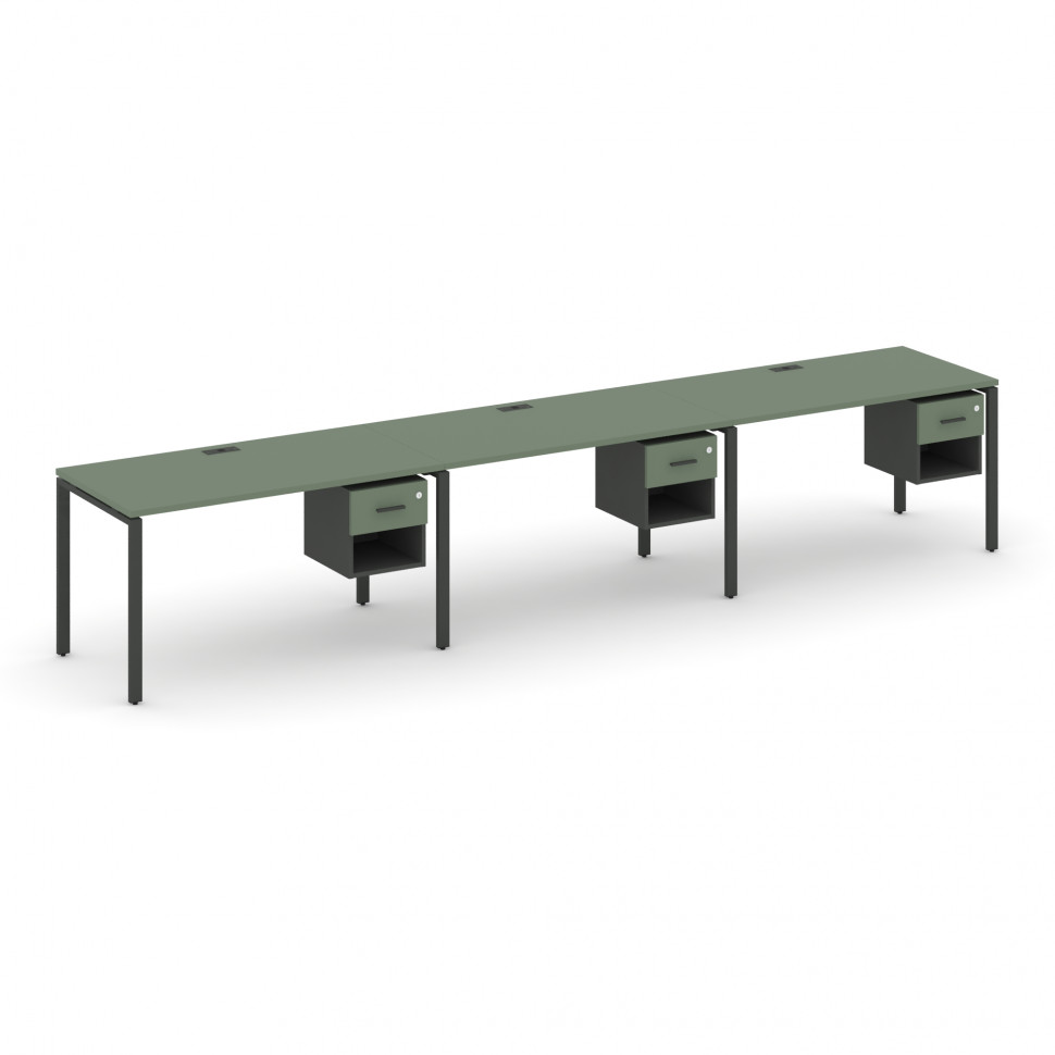 Concept Рабочая станция односторонняя с подвес. тумбами 3 места CN.ORS-138 A Кобо/Антрацит/Металл Ан