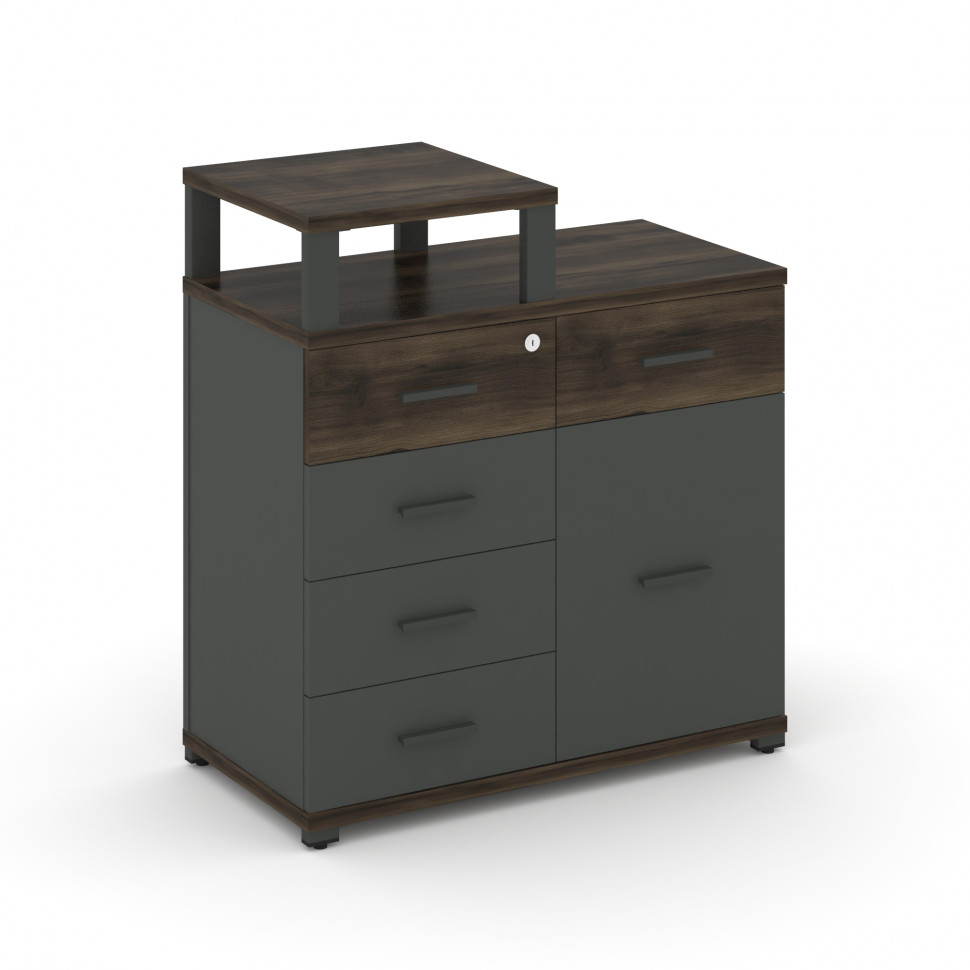 Concept Тумба приставная широкая 5 ящ.+1 распаш. фасад с надставкой узкой CN.TSP-017 A Дуб Мали/Антр Concept Тумба приставная широкая 5 ящ.+1 распаш. фасад с надставкой узкой CN.TSP-017 A Дуб Мали/Антр