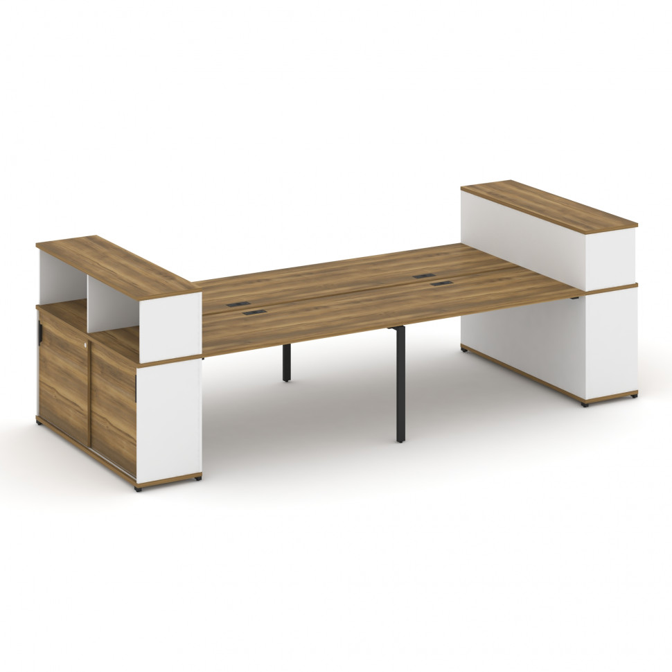 Concept Рабочая станция с опорными шкафами-купе с надставкой низ. CN.DRS-283 B Сандал Янтарный/Белый