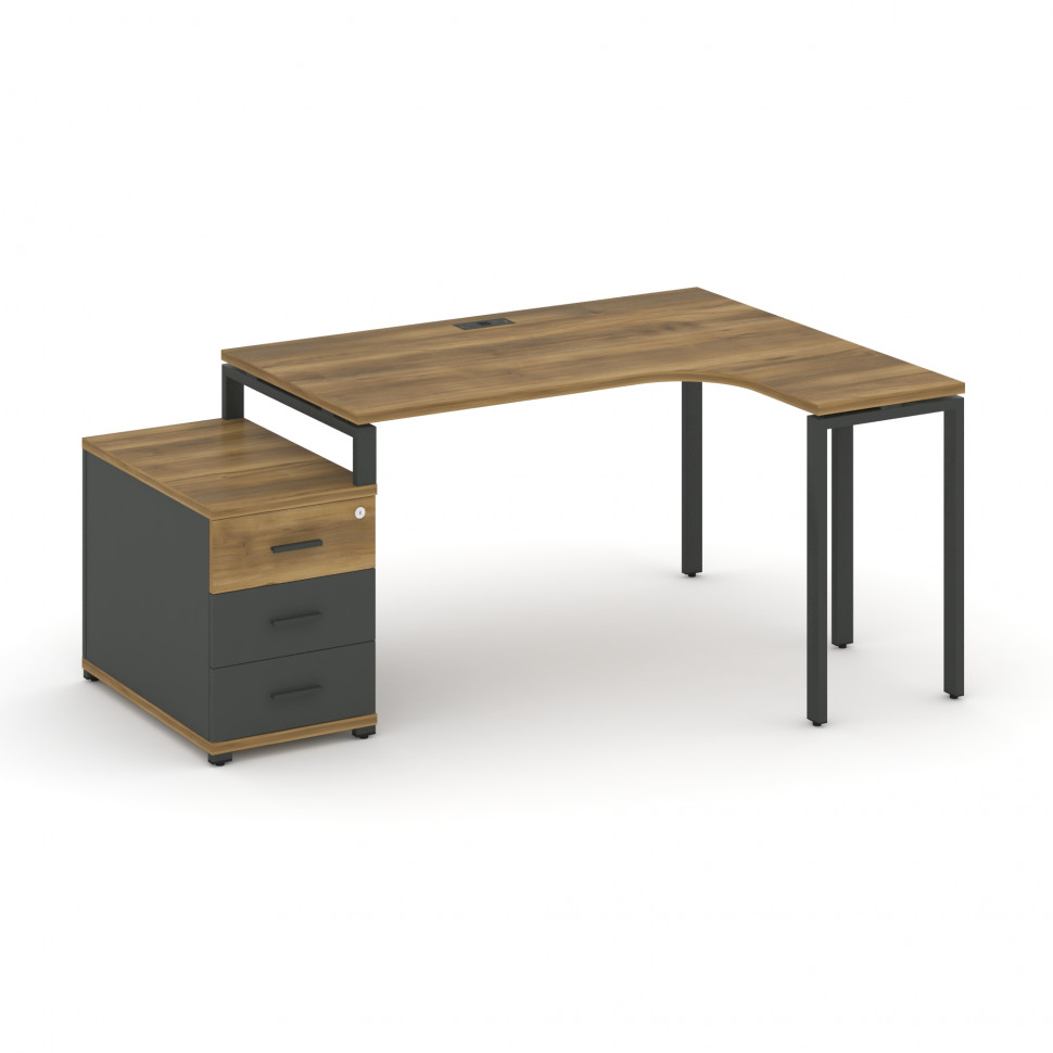 Concept Стол эргономичный с опорной тумбой CN.SA-303(R) A Сандал Янтарный/Антрацит/Металл Антрацит 1