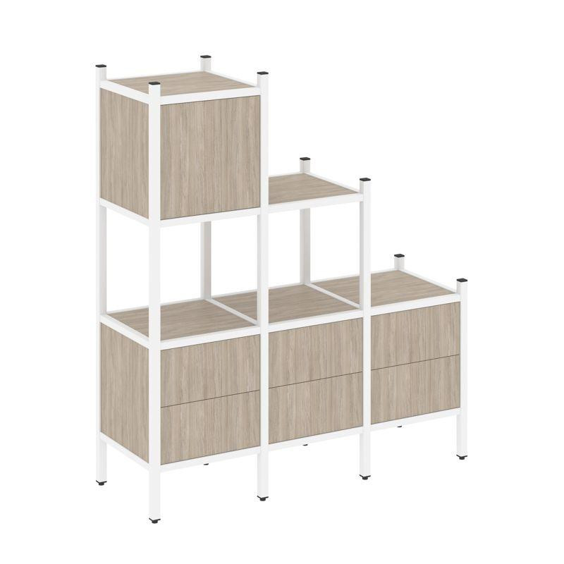 Loft Прямой стеллаж VR.L-12 Дуб Аттик/Металл Белый 1278*446*1458 Loft Прямой стеллаж VR.L-12 Дуб Аттик/Металл Белый 1278*446*1458