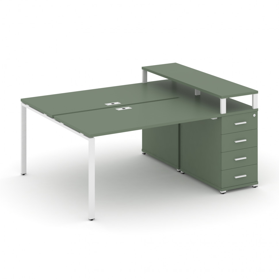 Concept Рабочая станция с 1 опорной тумбой CN.DRS-411 W Кобо/Металл Белый 1800*1480*917 Concept Рабочая станция с 1 опорной тумбой CN.DRS-411 W Кобо/Металл Белый 1800*1480*917