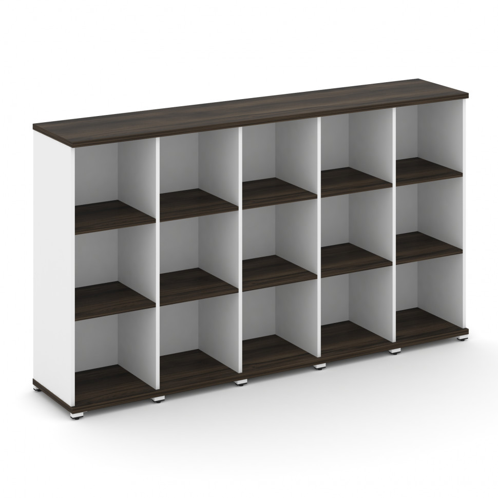 Concept Стеллаж 5 узких секций, 3 ниши CN.STU-350 Дуб Мали/Белый Бриллиант/Металл Белый 2084*420*118