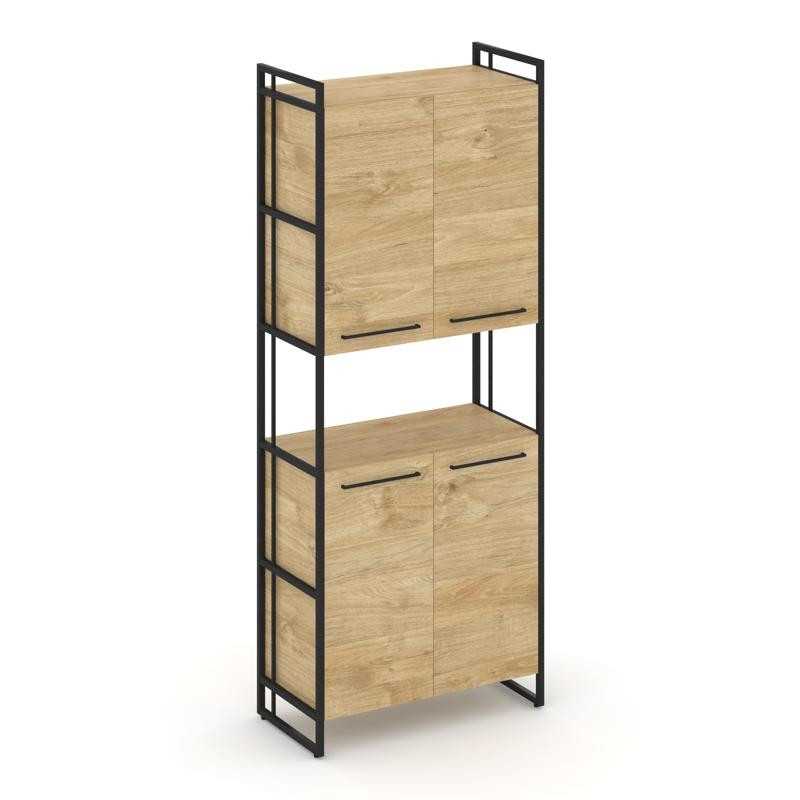 Rift Шкаф 5 ниш широкий RF.SS-52 Тиквуд Светлый/Металл Черный/Черный Ручки 798*396*2010