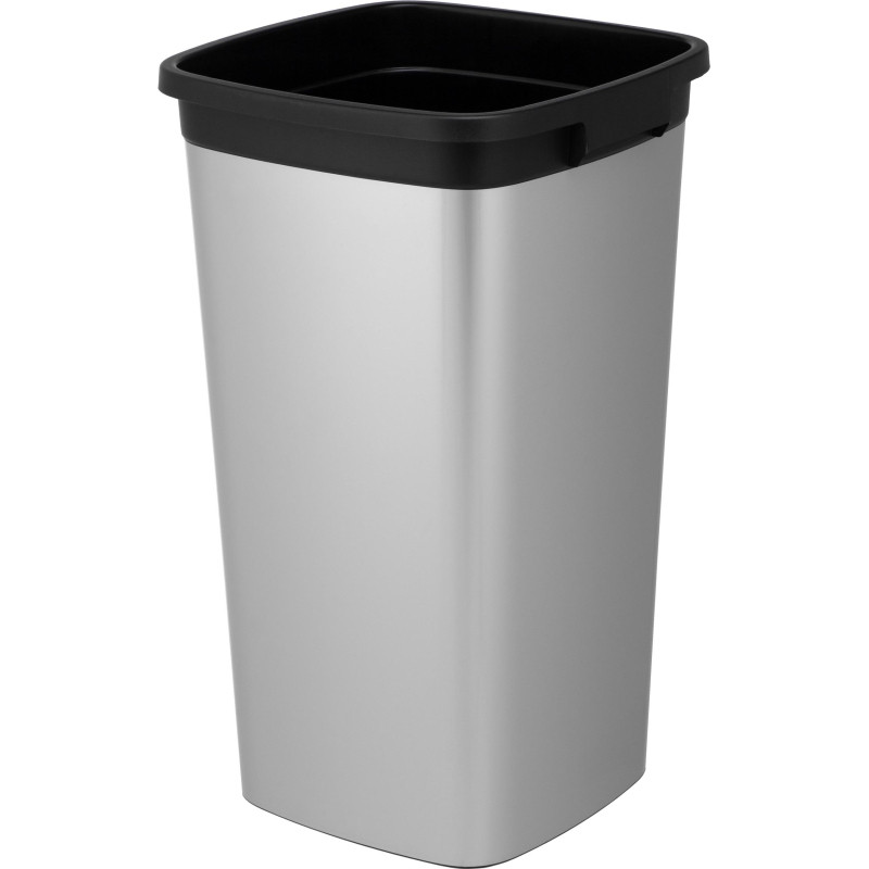 Контейнер для мусора Ирис пластик с металл покрытием прямоуг, метал-черный