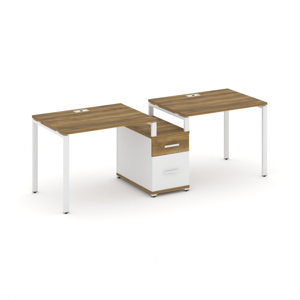 Concept Рабочая станция 2 места с 1 опорной тумбой CN.ORS-305 W Сандал Янтарный/Белый Бриллиант/Мета