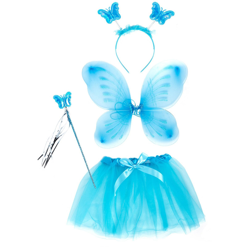 Набор маскарадный крылья,украшен на голову,волш. палочка,юбка ГОЛУБОЙ 86553