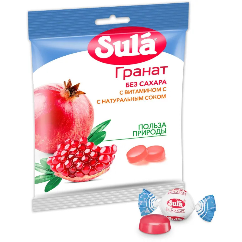 Леденцы Sula Гранат без сахара, 60г