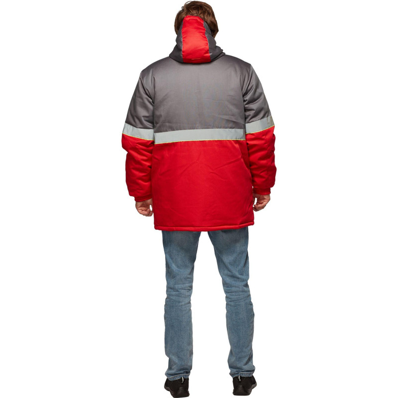 Куртка рабочая зимняя муж з43-КУ  сер/красн р.56-58/182-188 (серия З)