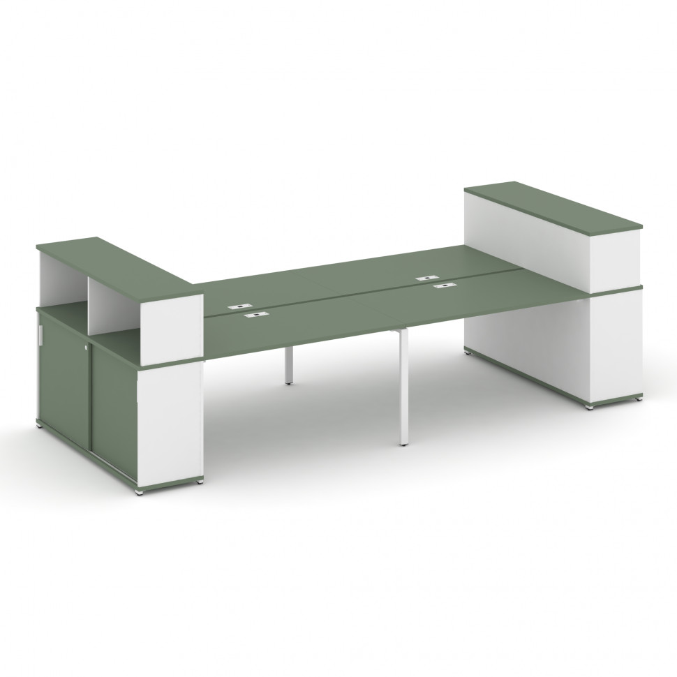 Concept Рабочая станция с опорными шкафами-купе с надставкой низ. CN.DRS-282 W Кобо/Белый Бриллиант/