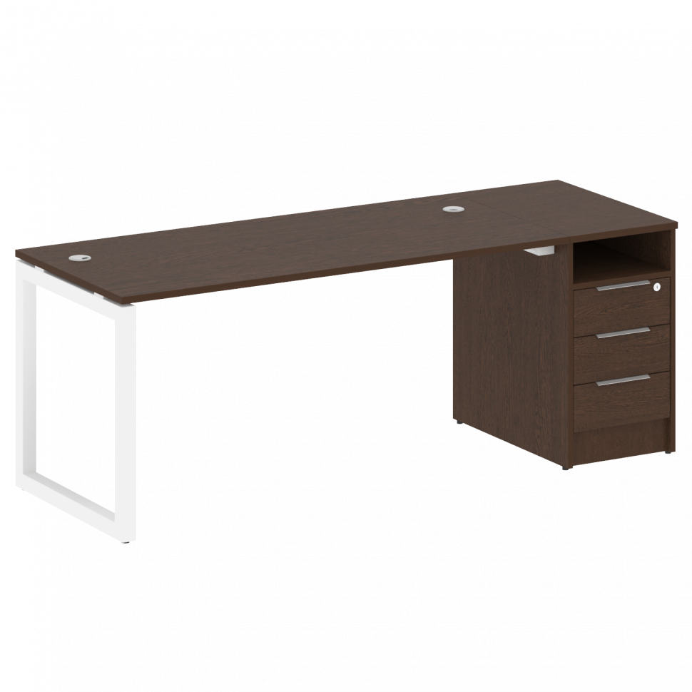 Metal System Quattro Рабочая станция с тумбой на О-образном м/к 50БО.РС-СТП-1.4 Венге Цаво/Металл Бе Metal System Quattro Рабочая станция с тумбой на О-образном м/к 50БО.РС-СТП-1.4 Венге Цаво/Металл Бе