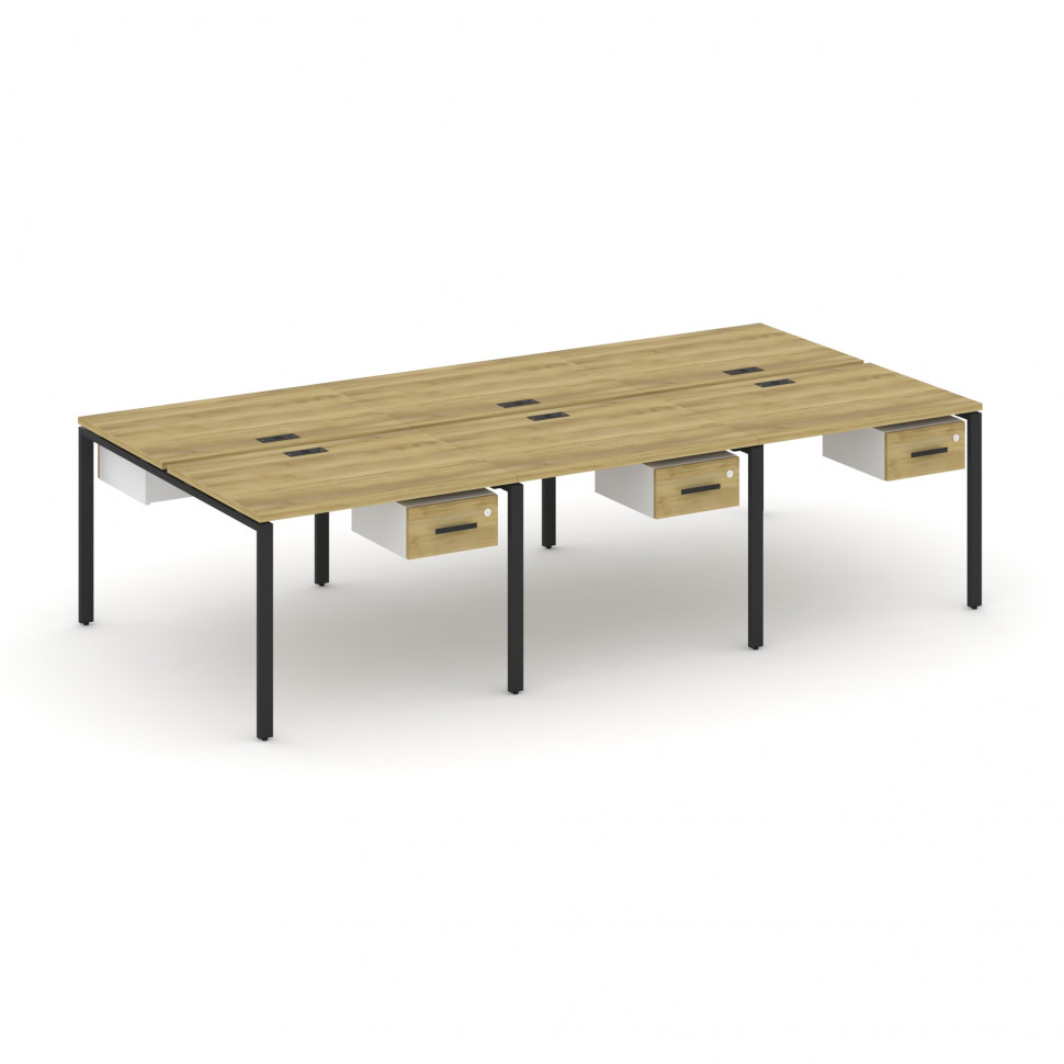 Concept Рабочая станция двухсторонняя с подвес. тумбами на 6 мест CN.DRS-149 B Дуб Винченцо/Белый Бр