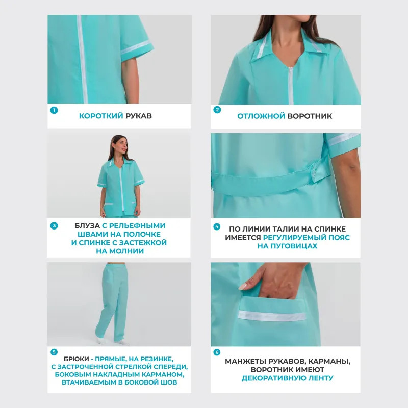 Костюм для медицинского персонала м09-КБР св. мор.волн (р.52-54) 170-176