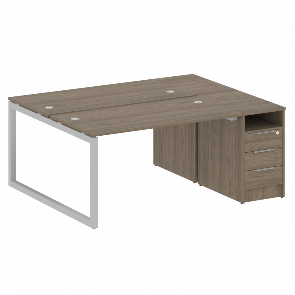 Metal System Quattro Рабочая станция с тумбой на О-образном м/к 50БО.РС-СТП-2.3 Вяз Благородный/Мета