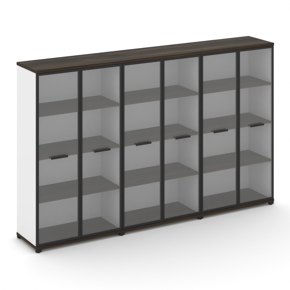 Concept Шкаф 3 широкие секции, 4 ниши CN.STS-436 RPB B Дуб Мали/Белый Бриллиант/Металл Черный/Прозра Concept Шкаф 3 широкие секции, 4 ниши CN.STS-436 RPB B Дуб Мали/Белый Бриллиант/Металл Черный/Прозра