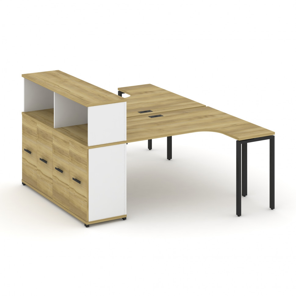 Concept Рабочая станция с опорным распаш. шкафом с надставкой низ. CN.DSA-213 B Дуб Винченцо/Белый Б Concept Рабочая станция с опорным распаш. шкафом с надставкой низ. CN.DSA-213 B Дуб Винченцо/Белый Б