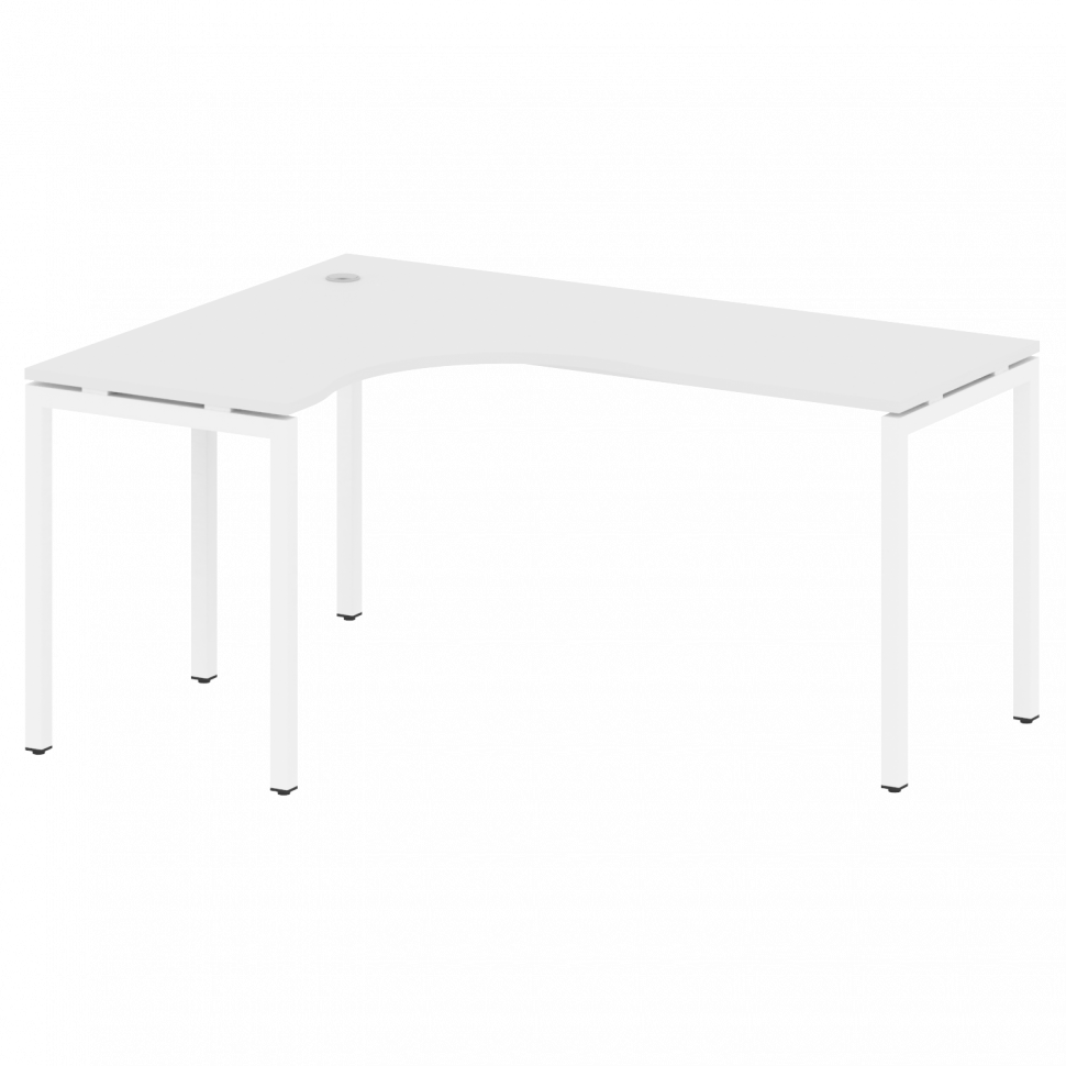 Metal System Quattro Стол криволинейный левый на П-образном м/к 40БП.СА-4 (L) Белый/Металл Белый 160