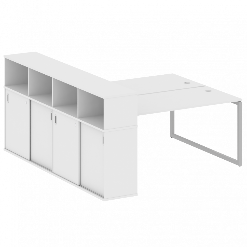 Metal System Quattro Рабочая станция с шкафом-купе на О-образном м/к 40БО.РС-СШК-4.4 Т Белый/Металл