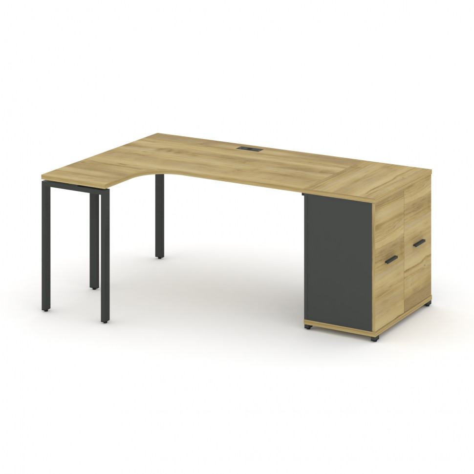 Concept Стол эргономичный с опорным распаш. шкафом CN.SA-209(L) A Дуб Винченцо/Антрацит/Металл Антра