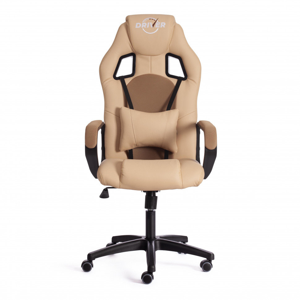 Кресло DRIVER (22) кож/зам/ткань, бежевый/бронза, 36-34/TW-21