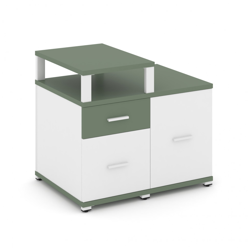 Concept Тумба приставная сервисная с надставкой узкой CN.TSR-002 W Кобо/Белый Бриллиант/Металл Белый