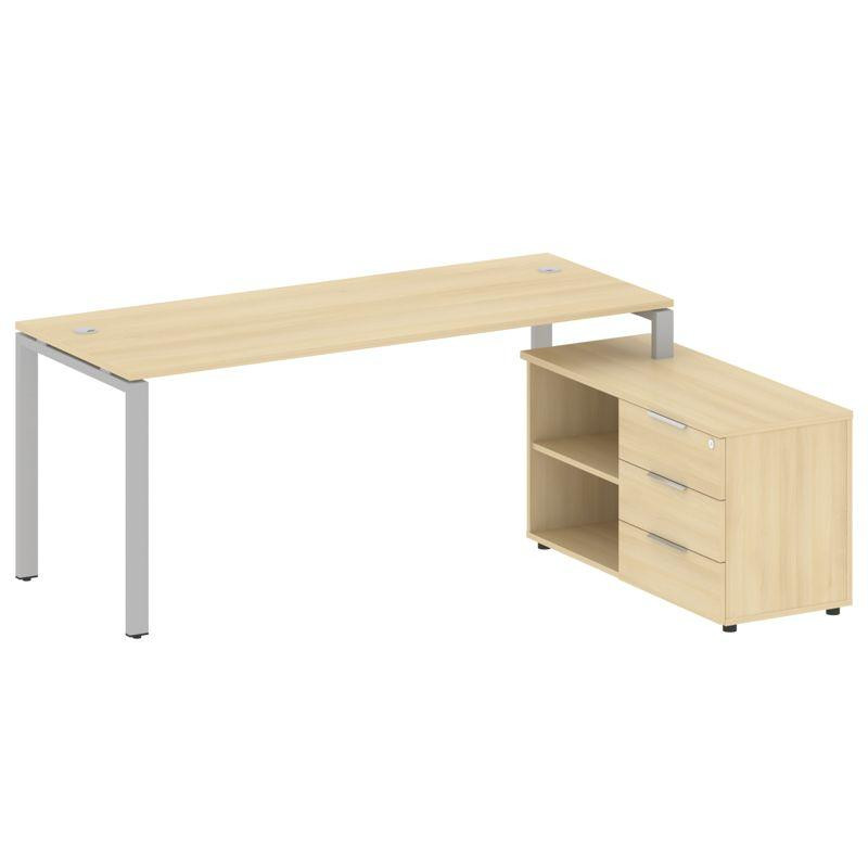 Metal System Рабочая станция с тумбой на П-образном м/к БП.РС-СТС-2.5 (R) Акация Лорка/Металл Серый Metal System Рабочая станция с тумбой на П-образном м/к БП.РС-СТС-2.5 (R) Акация Лорка/Металл Серый