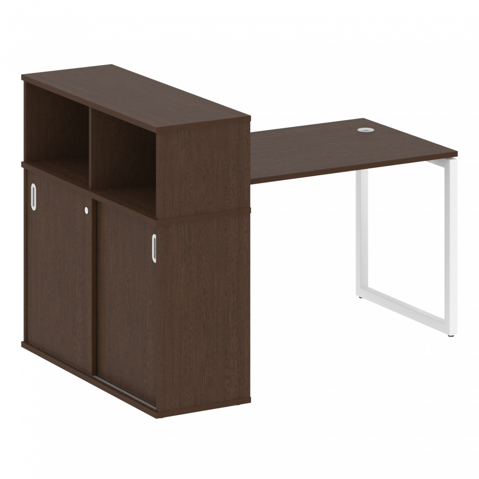 Metal System Quattro Стол письменный с шкафом-купе на О-образном м/к 40БО.РС-СШК-3.2 Т Венге Цаво/Ме