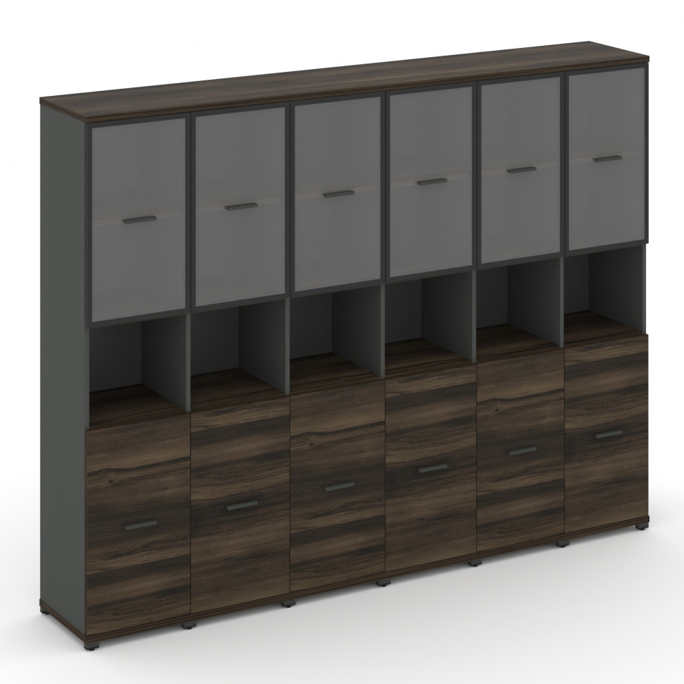 Concept Шкаф 6 узких секций, 5 ниш CN.STU-563 RPB A Дуб Мали/Антрацит/Металл Антрацит/Прозрачный 250