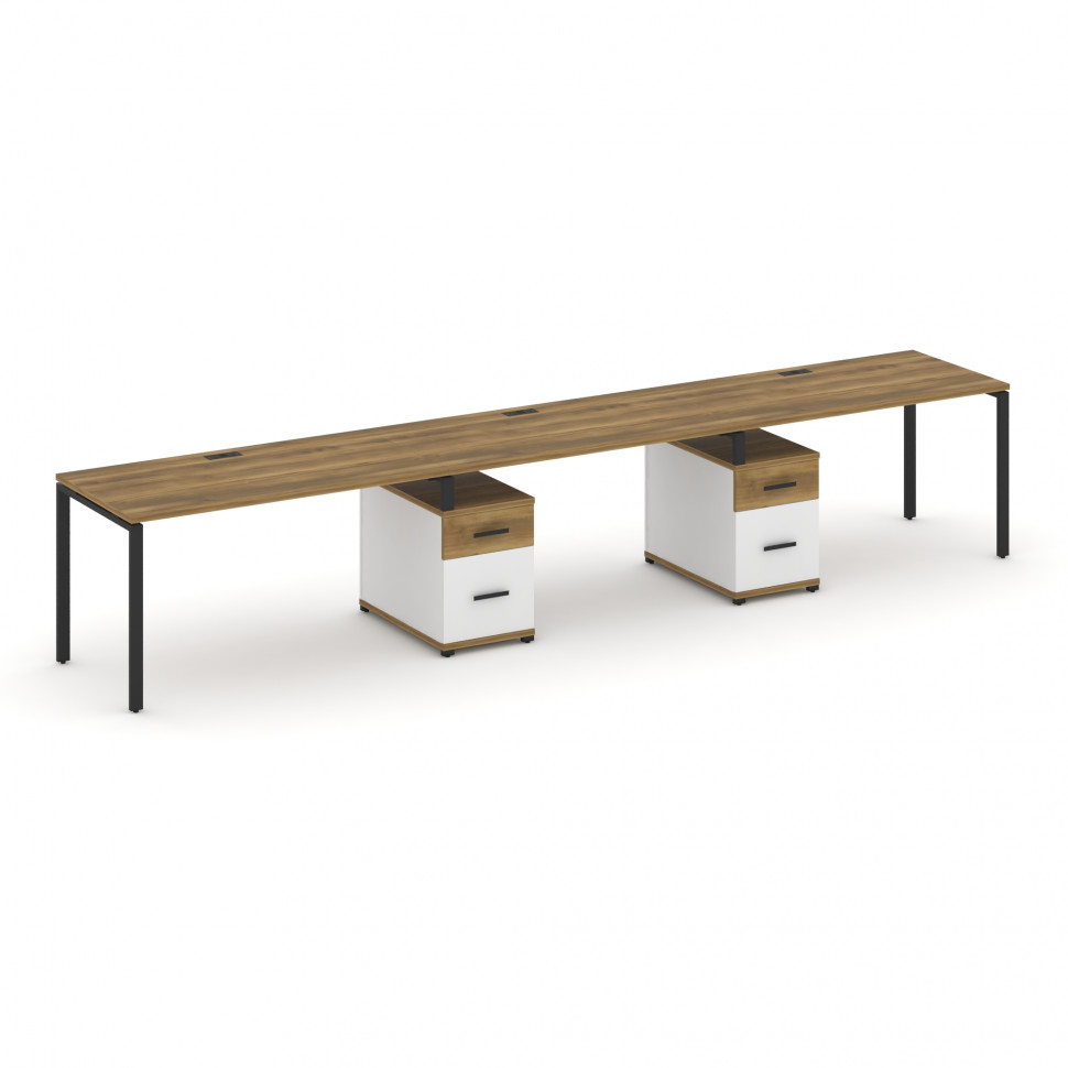 Concept Рабочая станция 3 места с 2 опорными тумбами CN.ORS-339 B Сандал Янтарный/Белый Бриллиант/Ме