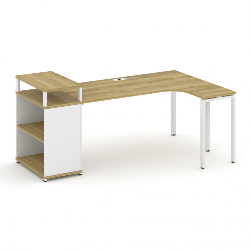 Concept Стол эргономичный с опорным стеллажом с верх. горизонтом CN.SA-204(R) Дуб Винченцо/Белый Бри Concept Стол эргономичный с опорным стеллажом с верх. горизонтом CN.SA-204(R) Дуб Винченцо/Белый Бри
