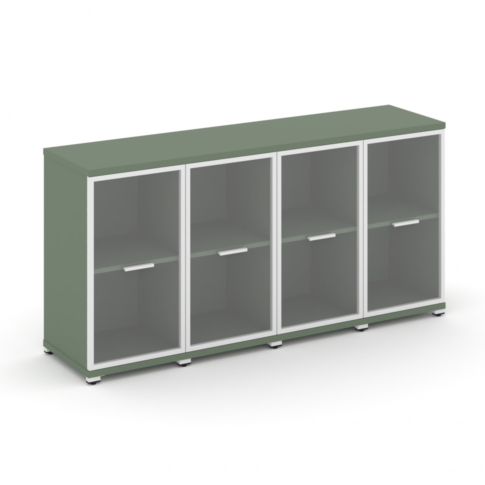 Concept Шкаф 4 узкие секции, 2 ниши CN.STU-243 RPW W Кобо/Металл Белый/Прозрачный 1668*420*818