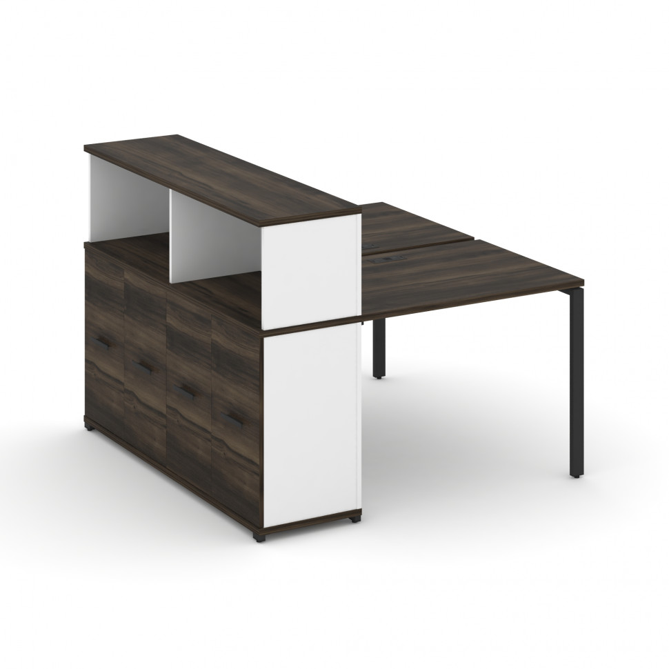 Concept Рабочая станция с опорным распаш. шкафом с надставкой низ. CN.DRS-225 B Дуб Мали/Белый Брилл