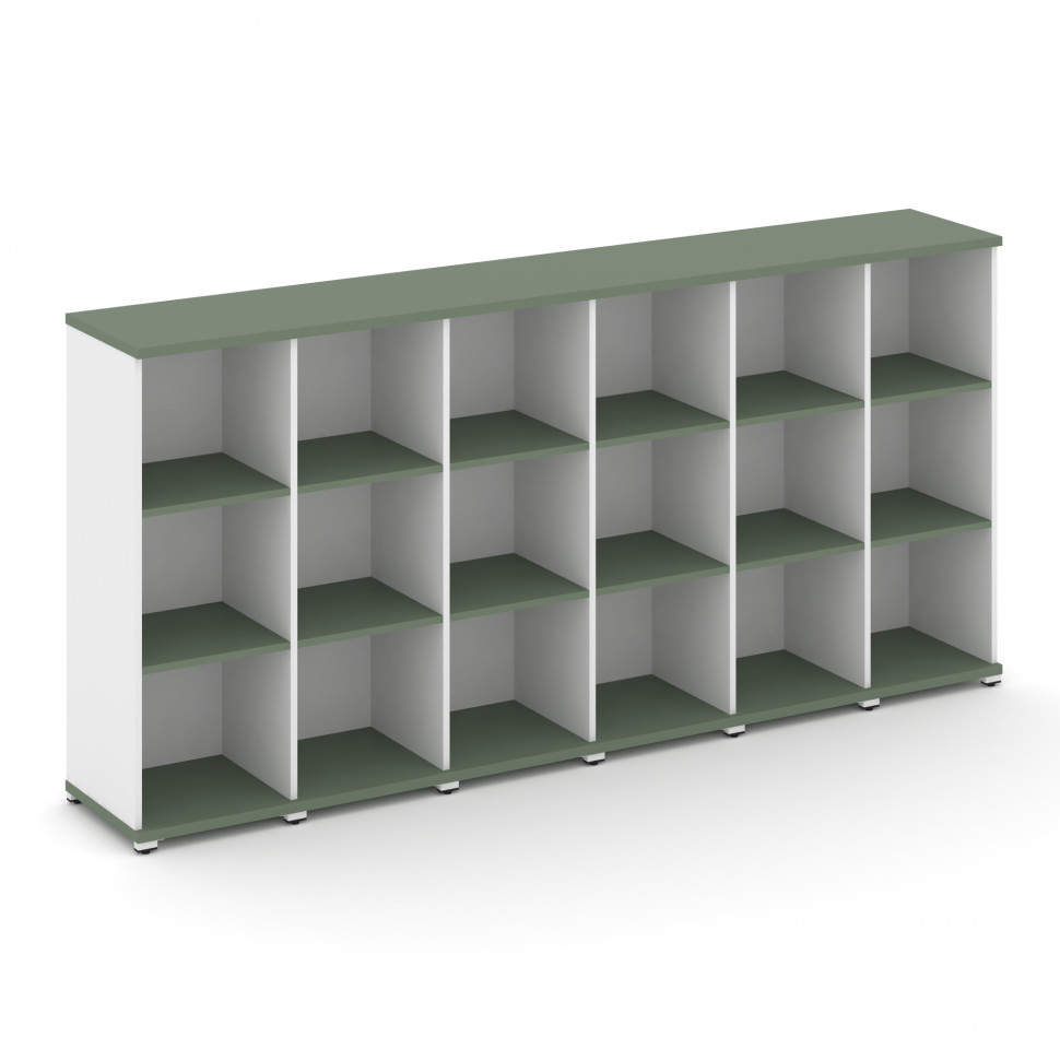 Concept Стеллаж 6 узких секций, 3 ниши CN.STU-360 Кобо/Белый Бриллиант/Металл Белый 2500*420*1186