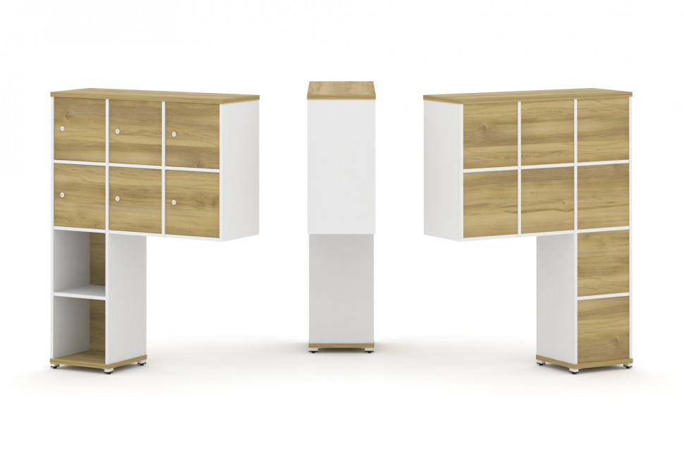 Concept Надставка высокая CN.ONV-008 Дуб Винченцо/Белый Бриллиант/Металл Белый 1099*350*1486