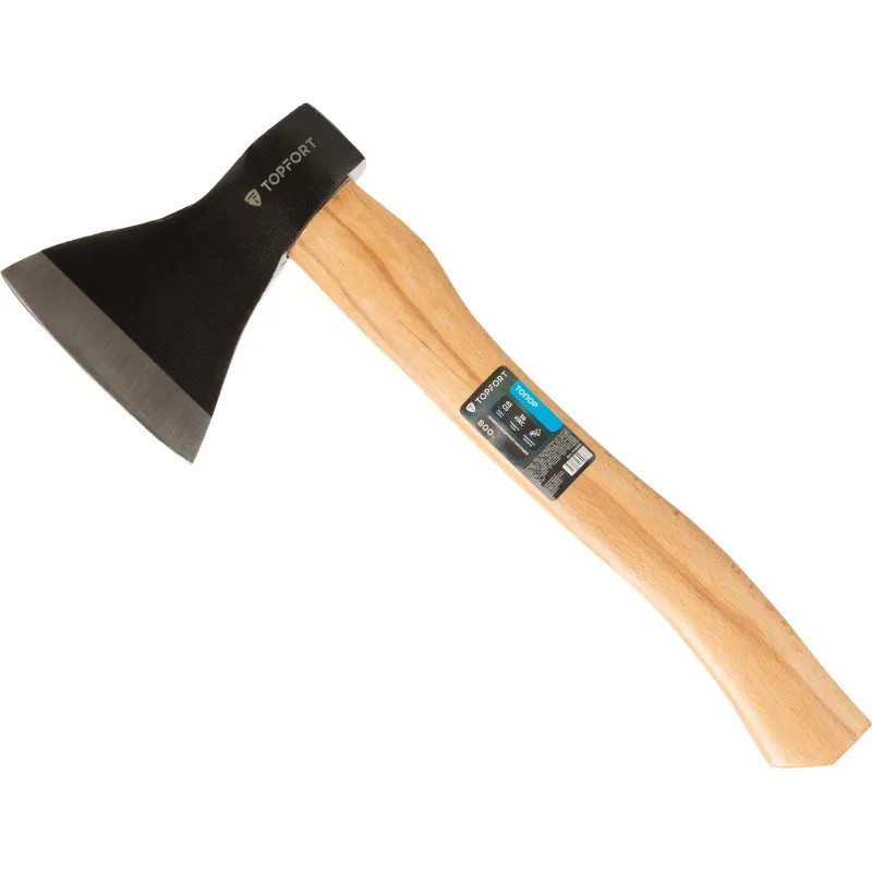 Топор 800 г из углеродистой стали TOPFORT деревянное топорище