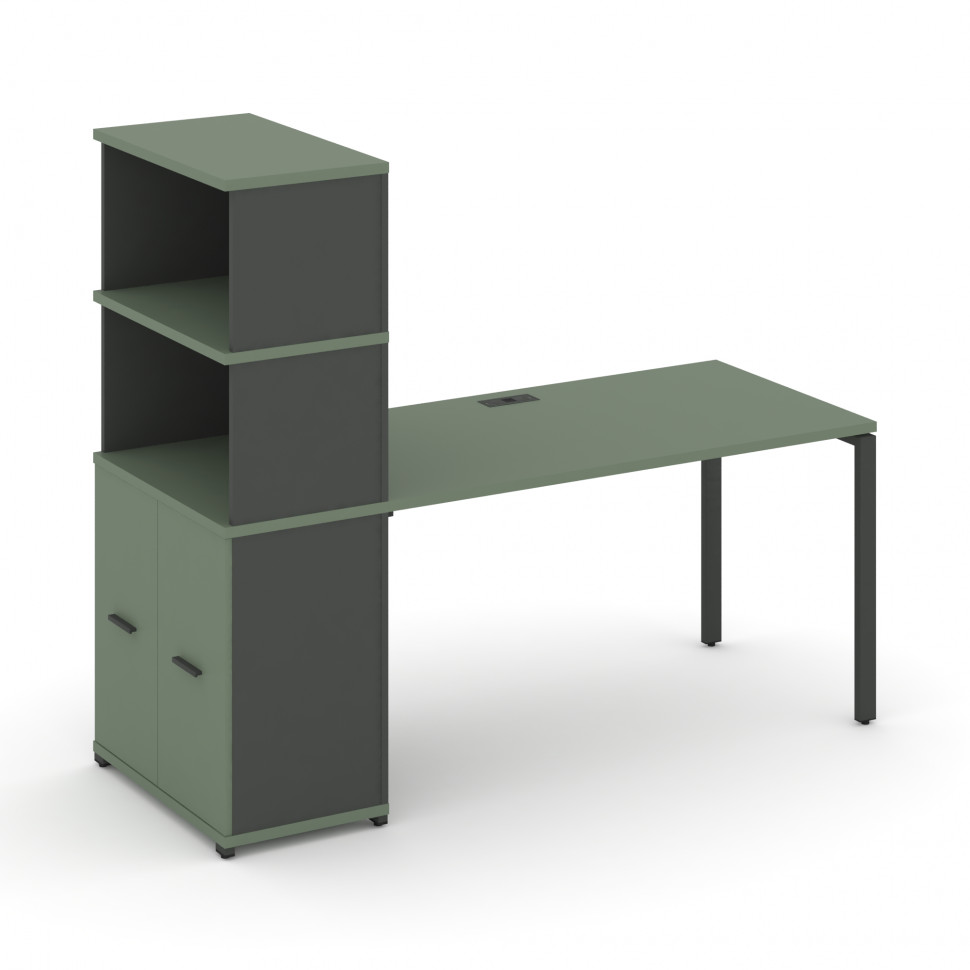 Concept Стол рабочий с опорным распаш. шкафом с надставкой выс. CN.SP-229 A Кобо/Антрацит/Металл Ант