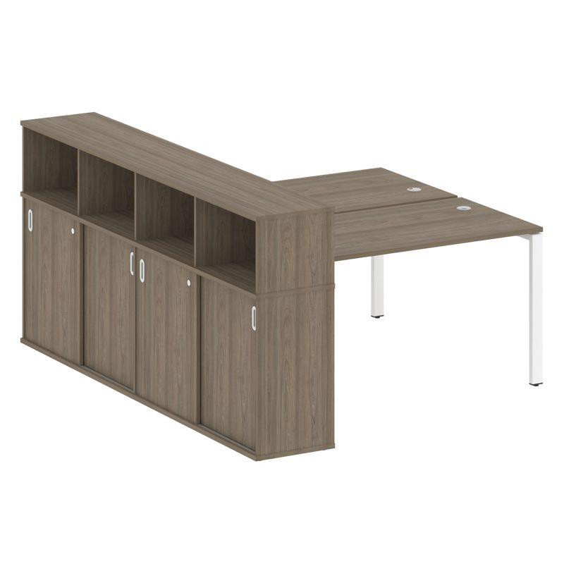 Metal System Рабочая станция с шкафом-купе на П-образном м/к БП.РС-СШК-4.3 Т Вяз Благородный/Металл