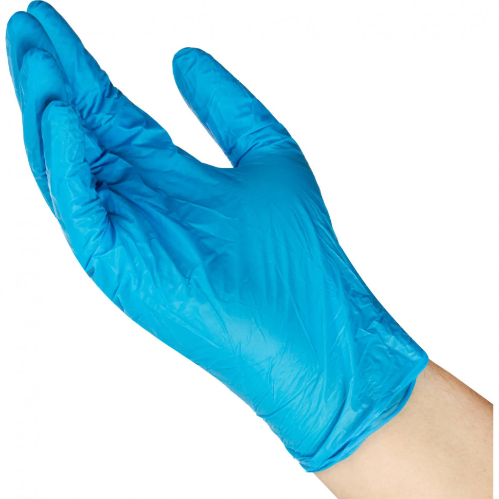 Перчатки нитрил., TG 3.5гр., н/с, н/о, (S) голубые 50 пар/уп