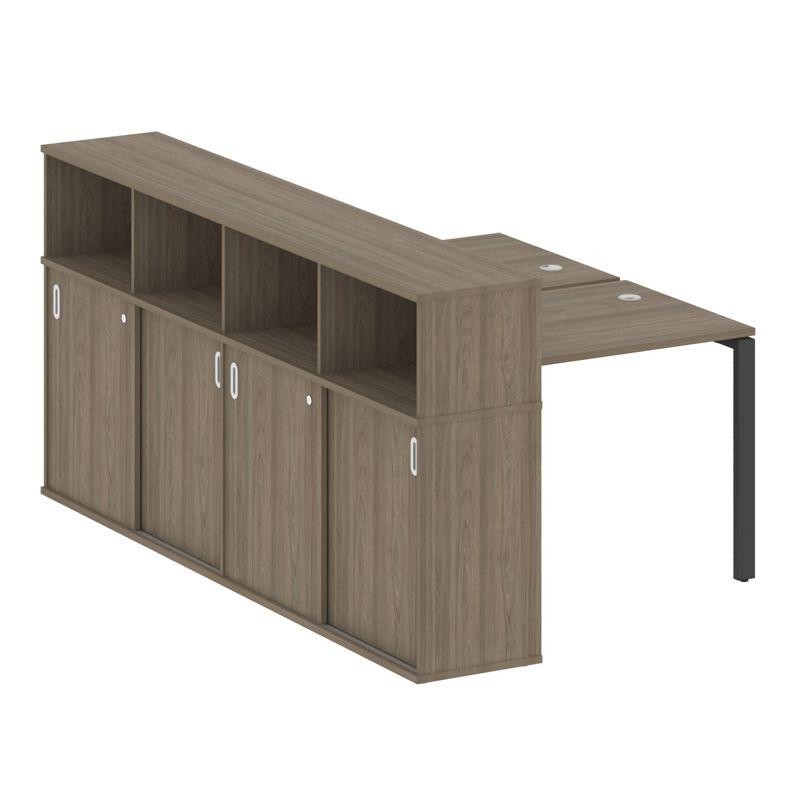 Metal System Рабочая станция с шкафом-купе на П-образном м/к БП.РС-СШК-4.1 Т Вяз Благородный/Металл