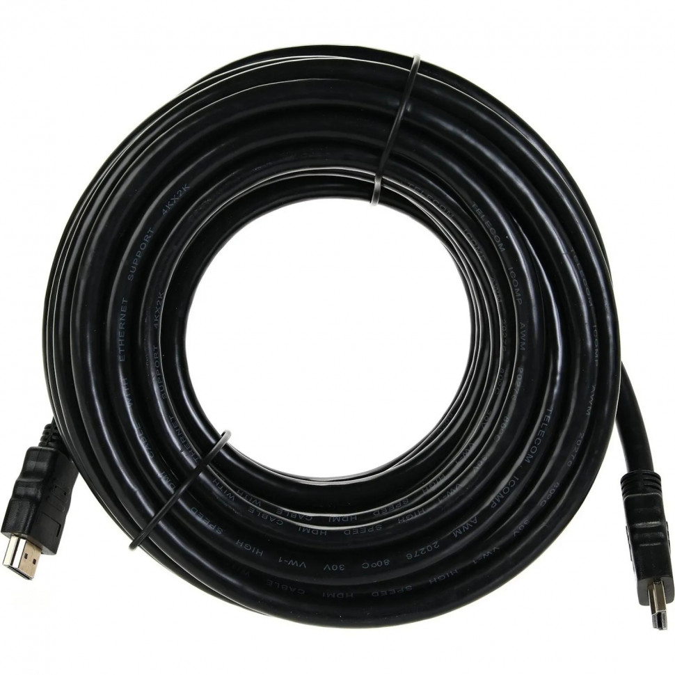 Кабель HDMI-19M-HDMI-19M ver 2.0+3D/Ethern,2 ф-ра 10m Telecom (TCG200F-10M)